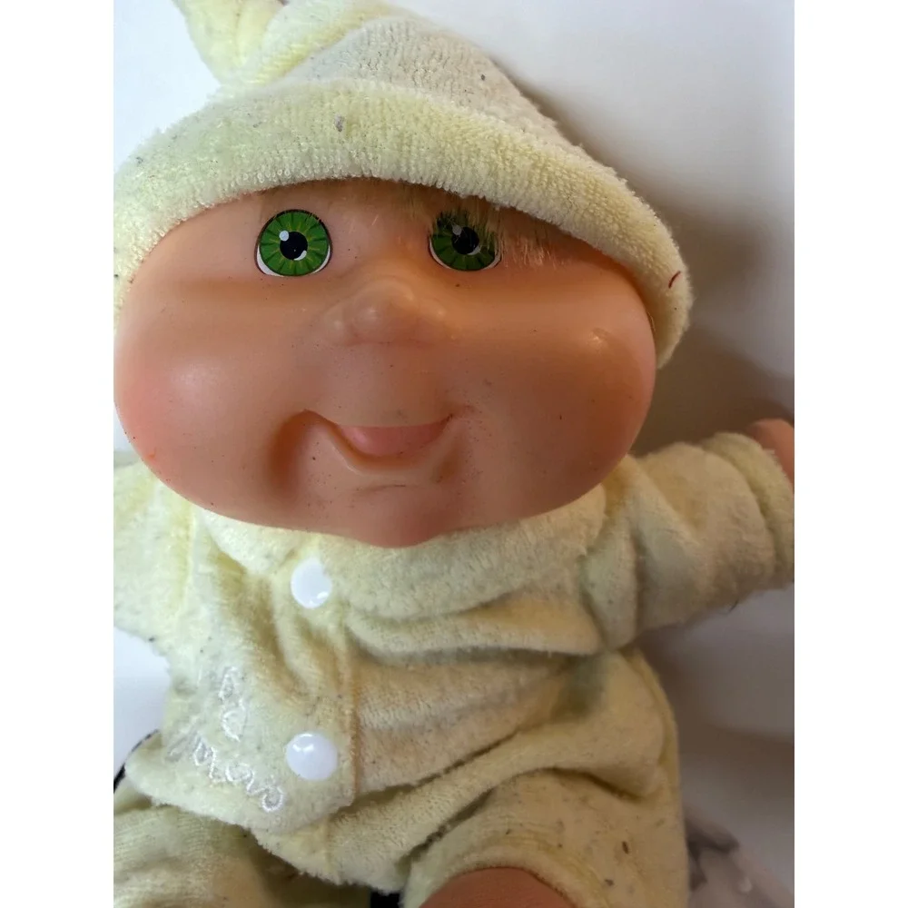 Cabbage Patch Kids Play Along 2004 Baby Doll Green Eyes Yellow Pajamas PA-5 N
